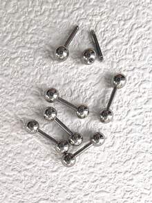 10pcs Hip Hop Style Stainless Steel Stud Earrings With Small Balls, Men's Ear Cartilage Piercing - Silver - View 4