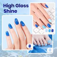 Beetles Blue Nail Polish Set - Ocean Starlight, 6 Corlors Glitter Peal Pastel Nail Polish Blue Quick Dry, Long-Lasting Pastel Nails For Summer &Amp; Spring Nails Art Effect For Manicure Salon - Màu sắc - Xem 6