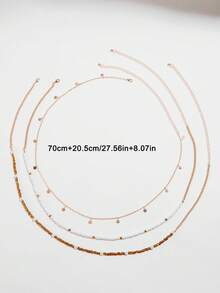 3pcs/Set Bohemian Style Resin Contrast Color Geometric Beaded Waist Chain, Suitable As Gift For Women On Beach Vacation - 27889-colour - View 6