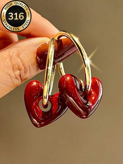 高品质不锈钢低过敏性金色耳钉，女士不锈钢耳环，防褪色，简约优雅，适合日常佩戴或参加派对，时尚耳环，珠宝首饰，送给母亲/女性的精美礼物