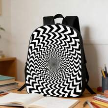 1pc Optical Illusion Shock Backpack, Unique Personalized Bookbag - A - View 6