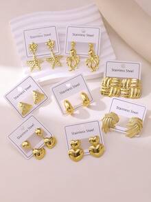 优雅奢华的油压耳环套装，采用优质不锈钢制成，适合日常佩戴、婚礼、派对、度假以及母亲节礼物。 - 新耳環 - 查看 2