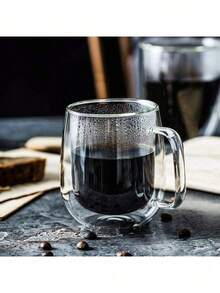 1-2-4 piezas/Set Tazas de café de vidrio reutilizables con doble pared aislada, para capuchino, latte, té, bebidas calientes y frías con asa, adecuadas para Halloween, Navidad - Multicolor - Ver 13