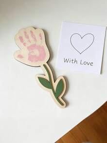 1pc Blank Wooden Flower Bud Decor, Wooden DIY Handprint Art Flower Card, Warm Home Decor, Mother's Day Handprint Flower DIY Floral Card, Suitable For Living Room, Bedroom, Office Desk, Mother's Day, Wedding Anniversary, Friends, Christmas, High-End Home Gift - One Mother's Day Handprint Flower - View 8