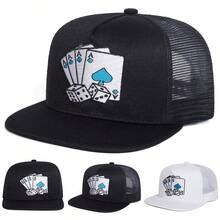 Mũ lưỡi trai nam in hình bài poker, mũ bóng chày thêu, mũ thời trang đường phố thường ngày cho mùa xuân, mùa thu, du lịch, đi biển. - nhiều màu - Xem 6