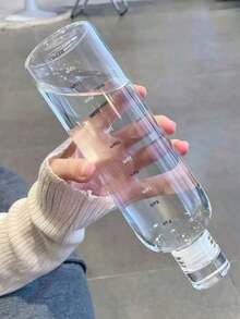 1pc Large Capacity Portable Plastic Water Bottle, Aesthetically Women's Shaker Cup With Time Scale, Glass Juice Bottle - Multicolor - View 6