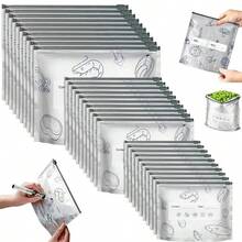 30pcs Reusable Aluminum Foil Food Storage Bags/60pcs Ziplock Food Storage Bags – Heavy-Duty Leakproof Zipper Pouches, Airtight & Tear-Resistant Resealable Bags For Meat, Vegetables, Snacks, And Leftovers,Reusable Snack Containers. - Silver - View 10