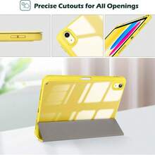 Transparent Hard Back Cover For IPad 11th Gen (A16) And 10th Gen, Maintains Original Beauty, With 30°/60° Dual-Angle Stand, Built-In Pencil Slot, Auto Wake/Sleep - Yellow - View 7