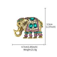 1pc Vintage Distressed Rhinestone Elephant Brooch, Exotic Auspicious Elephant Pin, Unisex Suit/Coat Accessory - Elephant - View 4