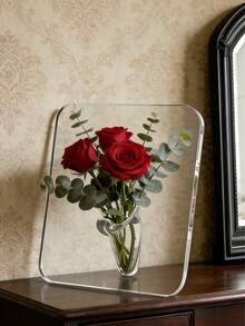 Modern Transparent Acrylic Vase, Heavy Rectangular Planter, Frame Design, Home Office Decor, Minimalist Style Desktop Ornament, Artificial/Fresh Flowers Compatible - Acrylic Vase - View 8