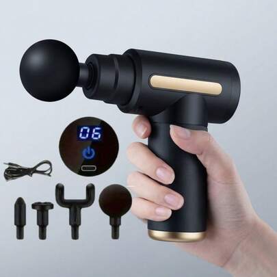 5 in 1 Mini tragbare Massagepistole mit 6 LED einstellbaren Geschwindigkeiten. Handgehaltenes Faszien-Gerät für Körper, Rücken und Muskelentspannung, mit extra langer Ausdauer. Ideal als Fitnesszubehör für Sport, Gym-Training und Heimworkouts. Rücken- und Nacken-Massagegerät, Massagepistole, persönlicher Vibrator für Frauen.