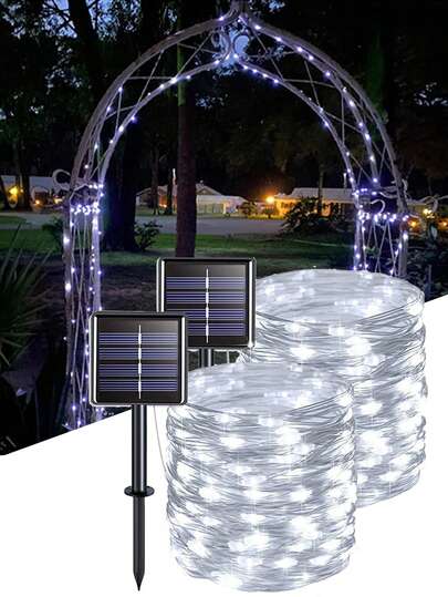 7米/32米 LED太阳能灯串 户外铜线小径花园仙女灯 庭院防水圣诞节婚礼露营派对庭院露台装饰灯