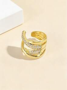 镀金十字耳夹，立方氧化锆极简主义无耳洞耳软骨夹，斋月和复活节礼物 - 金黃色 - 查看 6