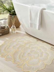 1pc/2pcs/3pcs Gold Flower Pattern Decorative Floor Mat, Room Decor, Bathroom Rug, Doormat, Small Rug, Carpet, Home Decor, Area Rug, Outdoor Mat, Bedroom Carpet, Washable Rug - Multicolor 2 - View 3