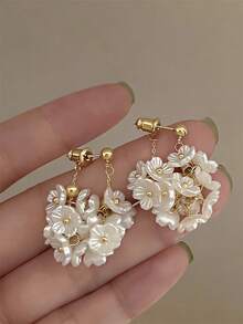 1 Đôi bông tai dài bằng dây kim loại có tua rua hình hoa, bông tai thời trang thanh lịch cá nhân hóa dành cho phụ nữ, bé gái, quà tặng du lịch, đám cưới, tiệc tùng, sinh nhật, Giáng sinh. - Vàng - Xem 3