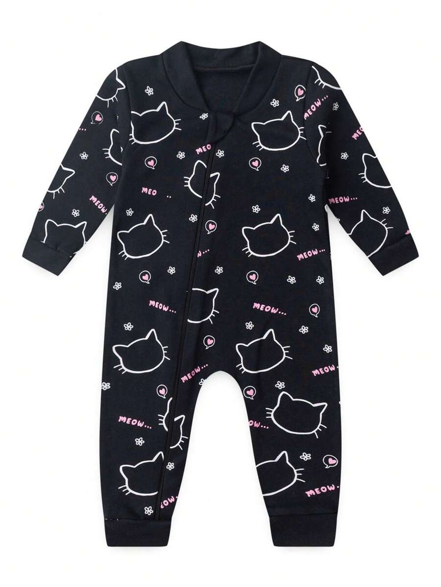 Baby Jumpsuit In Printed Suedine Fabric With Zipper (Newborn/Small/Medium/Large) - Hot Pink - View 1