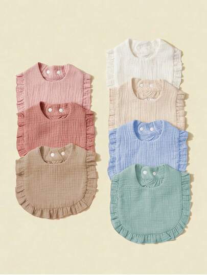 7条柔软舒适的100%纯棉婴儿围兜，纯棉纱布擦拭口水喂食巾拍嗝巾，男女宝宝均适用