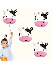 4/6pcs 21-Inch Cow Head Balloons - Cute Spotted Cow Design Party Decorations, Durable Farm Theme Balloons For Birthday Party, Summer Gathering, Indoor/Outdoor Use (No Electricity Required), Cow Decor, Indoor/Outdoor Balloons, Fun Design, Holiday Atmosphere Creation, Halloween Decor, Christmas Decor - Cow Head - View 3