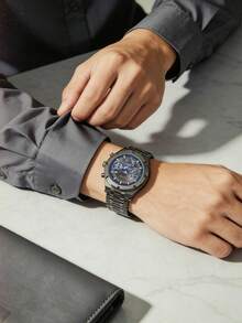 Guess 男士工业风灰色表盘不锈钢石英手链手表 - 灰色 - 查看 3