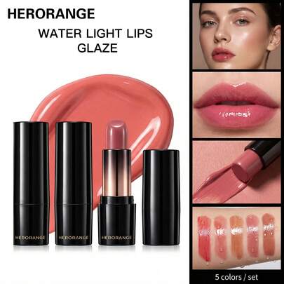 Barra de labios brillante y acuosa HERORANGE, con brillo espejo hidratante, color natural de larga duración y efecto iluminador para maquillaje diario