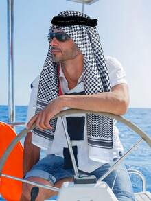 1pc Arabic Headscarf, Dubai Style Headwrap, Saudi Arabia Travel Turban For Men - Multicolor - View 3