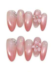 Bộ 10 chiếc, có tên là Pink Crystal Peach Blossom Dew (Giọt sương đào pha lê hồng). Lớp nền màu hồng ngọc trai chuyển sắc kết hợp hài hòa với các chi tiết hoa đào, kim cương và ánh nhũ vàng, lớp phủ bóng mượt trông như một loại vải mờ mịn được dệt từ hoa đào và ánh sáng pha lê. Nó mang đến vẻ ngoài mềm mại, thanh lịch, vừa tinh tế vừa vững chắc. - Màu Hồng  Dưa hấu - Xem 1