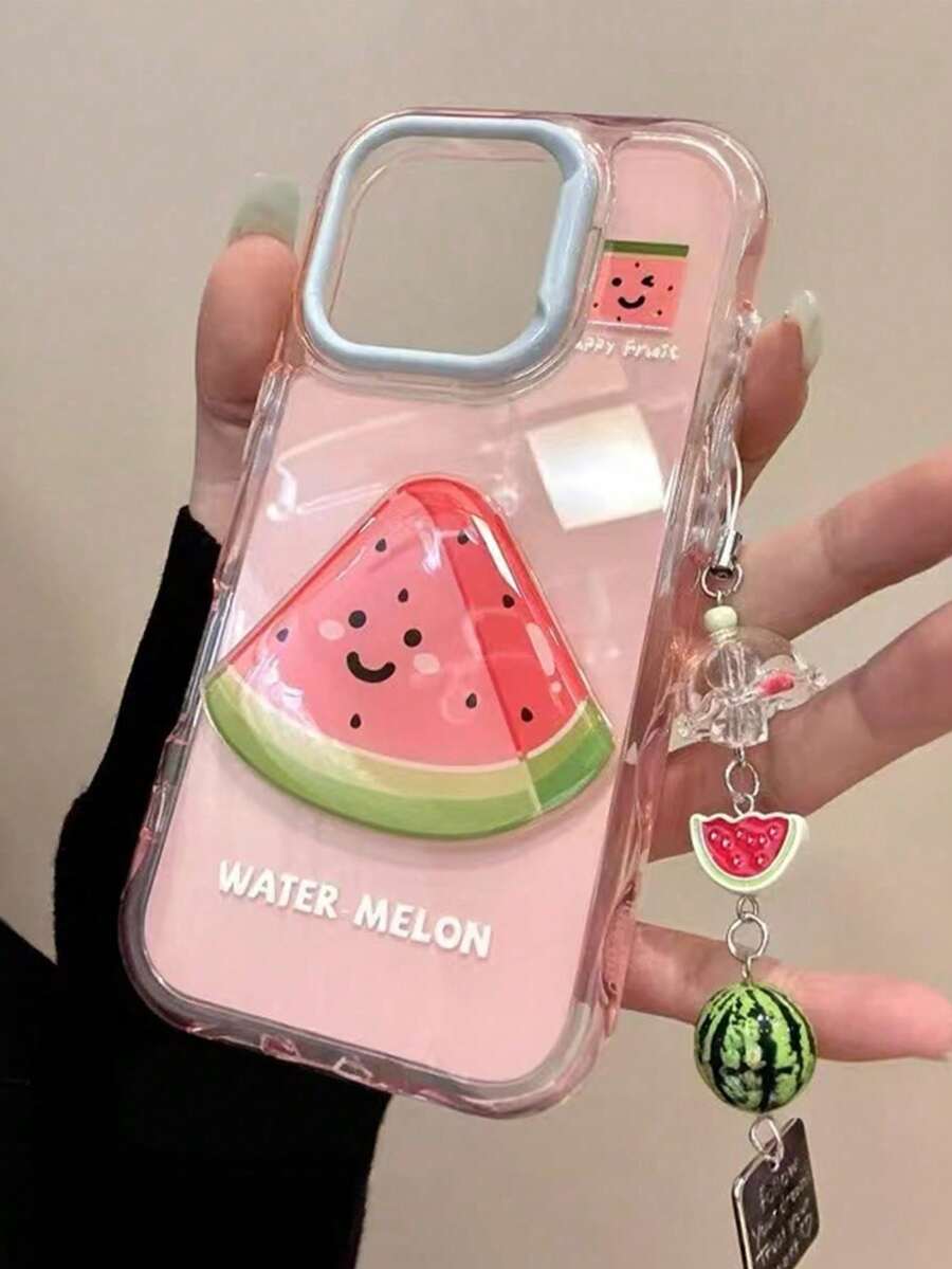 1个可爱3D西瓜链条手机壳，兼容 17 Pro Max、17 Pro、17 Air、17/16/16 Pro Max/15 Pro，创意优雅保护套，兼容 14/14 Pro、13/12/11 - 粉色 - 查看 1