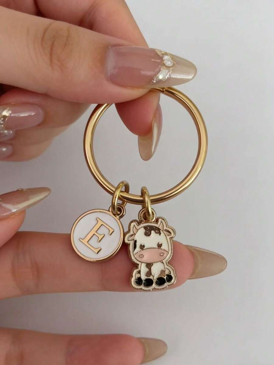 Mặt dây chuyền hình bò được cá nhân hóa, có thể khắc chữ cái đầu tên và lời nhắn quà tặng/cảm ơn | Phụ kiện móc khóa | Quà tặng tốt nghiệp cho bạn bè và giáo viên | Quà tặng cho mẹ, cha, nhân dịp tốt nghiệp và giáo viên - Những con bò nhiều màu - Xem 1