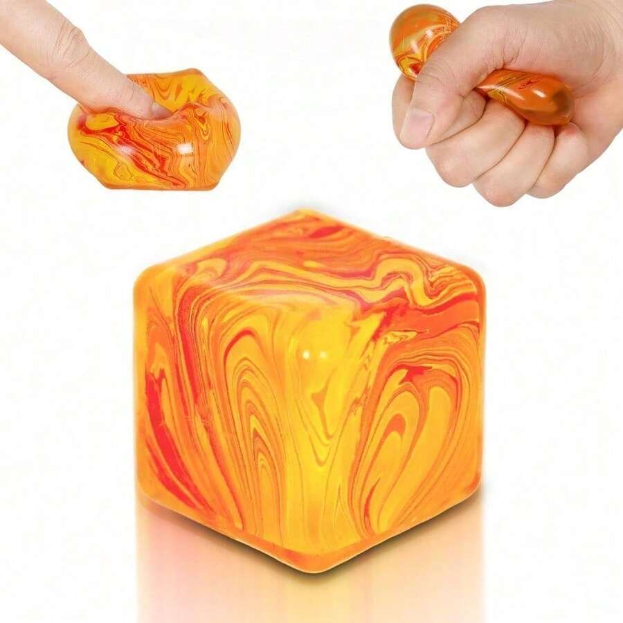 Fidget Toys Stress Cube, 1.38"*1.38" Stress Balls For Kids Adults Stress Relief, Ice Squishy Cube Sugar Balls, Sensory Toys For Kids With Autism An Danxiety Disorder(Green) - 橘色 - 查看 1
