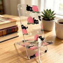 5.5*2.7英寸亚克力卡通桃猫手机支架，适用于办公桌、书架，精美礼品 - 查看 3