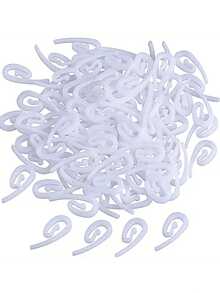 30pcs White Plastic Curtain Hooks, Size 0.47*1.14 Inches, Suitable For Lace, Transparent And Lightweight Curtain Fabrics, Classic Design, Essential DIY Curtain Accessory - View 3