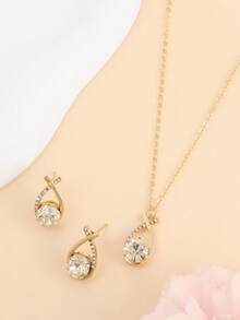 3pcs/Set Fashionable Water Drop Necklace & Earrings Set, Suitable For Daily, Holiday, Party Dress, Birthday Gift, Gift For Friends - Waterdrop One Size - View 6