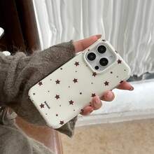 Funda de teléfono con estampado de estrellas blancas y negras, de moda, a prueba de golpes, de carcasa blanda, compatible con iPhone 16 Pro Max, Apple 15, 14 Nuevo Modelo, 12 Pro, 13 Pro Max, cubierta protectora antirraídas para mujer, regalo de cumpleaños de primavera - blanco lechoso - Ver 5