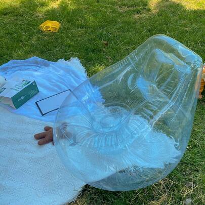 Silla hinchable transparente de 34 pulgadas, adecuada para dormitorio, patio y campamento al aire libre