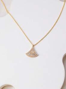 1 chiếc dây chuyền mặt dây chuyền hình lá quạt tối giản và thanh lịch - vòng cổ - Xem 5