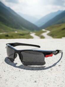 1 par de gafas de moda de montura rectangular de media montura para hombres, adecuadas para exteriores, conducir, ciclismo - Multicolor - Ver 6