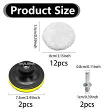 Bộ 16 miếng đệm đánh bóng 75mm kèm đầu nối mũi khoan M10, thích hợp cho việc đánh bóng xe hơi, máy đánh bóng, máy mài, đánh bóng và phủ sáp. - A - Xem 6
