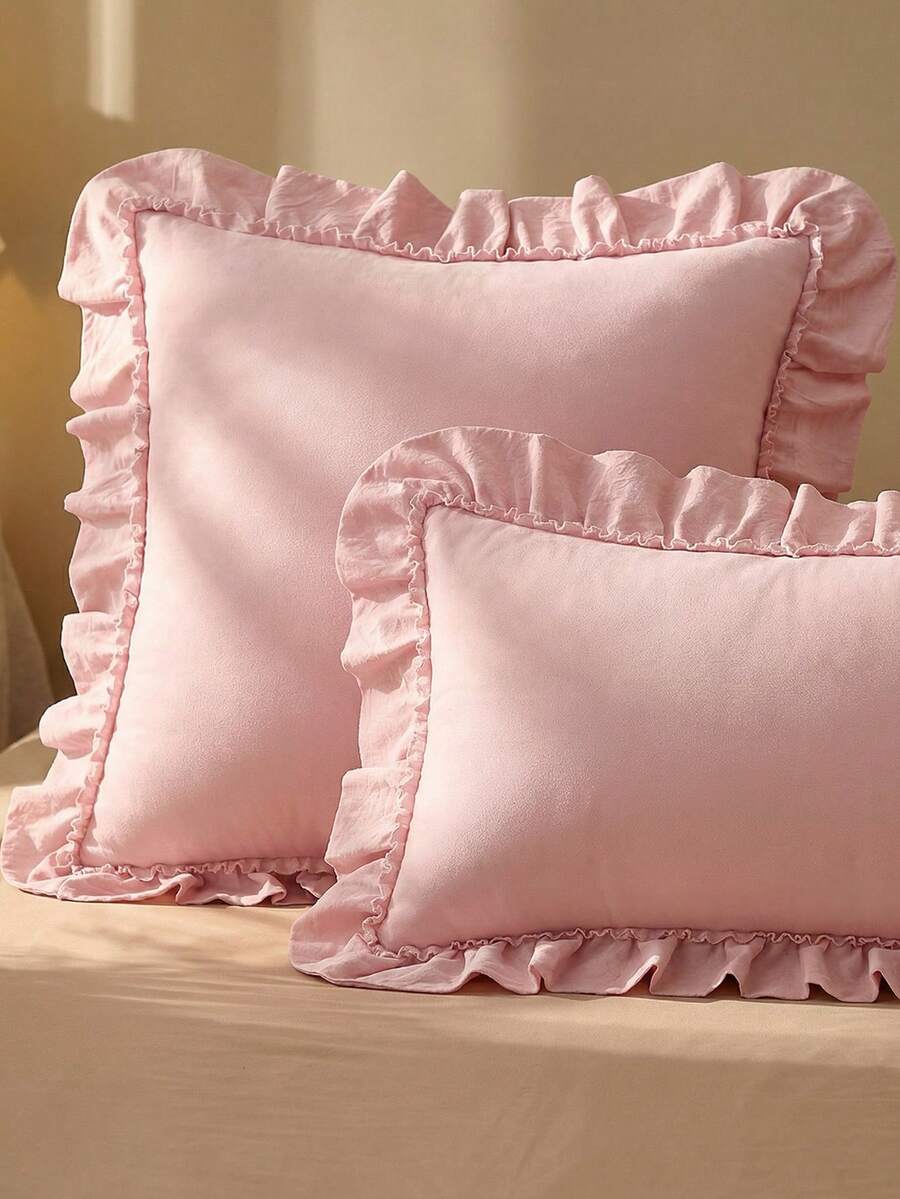 1 buah Sarung Bantal Amplop Berumbai Gaya Prancis Romantis (Isi Bantal Tidak Termasuk), Sarung Bantal Dekoratif Modis & Romantis untuk Kamar Tidur/Asrama/Sofa, Hadiah Ideal untuk Pasangan & Teman. Dapat Dicuci dengan Mesin, Bersertifikat Oeko-Tex. Warna Merah Muda Pucat - Pasta kacang merah muda - View 1