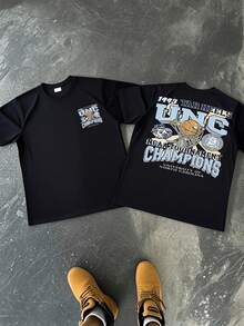 100% Cott '1993 Tar Heels UNC NCAA Tournament Champis' Basketball Themed 220g Heavyweight Plus Size T-Shirt Comfortable - màu đen - Xem 1