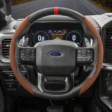 适用于麂皮方向盘套，分段式设计，快速安装，防滑舒适，四季通用，可选2件套/3件套，适用于F系列/F-150/Super Duty/Ranger/E-Transit/Gen-E/Explorer/Kuga/Escape/Mustang Mach-E/Mustang/Expedition/Everest/Territory/Equator Sport/Bronco，颜色：黑色、棕色、摩卡色、橙色、红色、绿色 - Sectional Suede Steering Wheel Cover - 查看 14