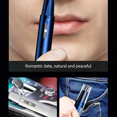 Electric Nose & Ear Hair Trimmer, Stainless Steel Dual-Blade, Painless Portable Battery-Operated Depilator