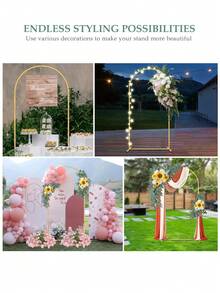 Wedding Arch Backdrop Stand - Wedding Arch Flowers, Artificial Burgundy Wedding Flowers, Wedding Welcome Sign Decor, And Wedding Reception Arch Flowers (Gold Wedding Balloon Arch Backdrop Stand, Square Arch Frame, Suitable For Birthday Party, Bridal Shower And Ceremony Decoration; Available In Burgundy, Light Pink And Gold) - Artificial Sunflower Archway - View 7
