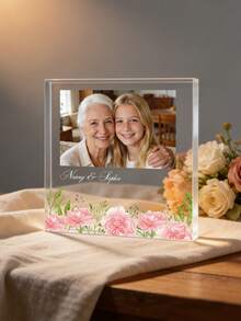 Customized Wildflower Acrylic Photo Frame, Personalized Mother's Day Decoration, Grandmother Gift. Customized Acrylic Decorations, Personalized Mother's Day Gift, Grandmother Photo Frame, Floral Acrylic Desktop Decoration, Family Keepsake. - Multicolor - View 10