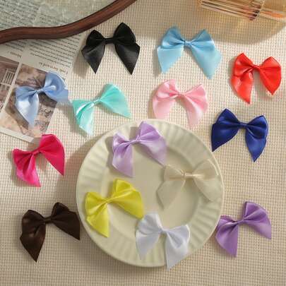 20 piezas/bolsa Lazos de cinta hechos a mano en varios colores para decoración de regalos, accesorios para el cabello, envoltura de regalos rizada, pinzas para el cabello de fiesta de boda, suministros de manualidades para todas las estaciones