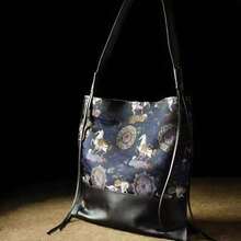 2026 New Chinese Style "Ma Shang You Fu" Large Capacity Handbag, High-Quality Neo-Traditional Songjiang Brocade Shoulder Bag - Blue - View 3