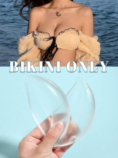 1 Pair 3cm Thick Silicone Bra Pads, Waterproof Non-Absorbent Padded Inserts For Swimwear Bikini, Invisible Removable Bra Cups For Women, Skin Color And Transparent