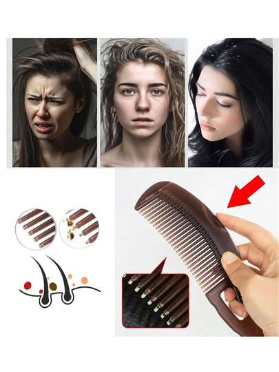 1pc Oil Head Energy Comb - Hollow Hairbrush For Dealing With Oil, Dandruff, Non-Leave-On Hair Massage Comb, Oil-Removing And Dust-Removing Cleaning Comb