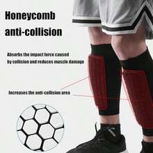 1pc Honeycomb Leg Sleeve, Basketball Roller Skating Martial Arts Fitness Collision Protection Sports Leg Guard - Red - View 4