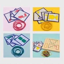 Montessori Creative Graphic Rubber Lacing Wooden Toy Educational Preschool Material, Ages 5-7 - Multicolor - View 5