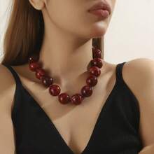 1 chiếc vòng cổ thủ công kiểu Boho bằng nhựa, họa tiết đám mây và các hạt cườm hình học, thích hợp làm quà tặng ngày lễ và đeo hàng ngày. - Vòng cổ nhựa đính hạt thủ công - Xem 3